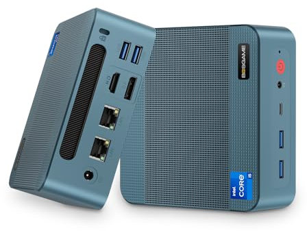 BOSGAME Mini PC Intel Core-i5 12600H(12C/20T, up to 4.5GHz) 16GB DDR4 512GB NVMe SSD, Dual LAN Mini Computers with 4K Triple Display,HDMI+DP+USB-C, WiFi 6E+Bluetooth 5.2