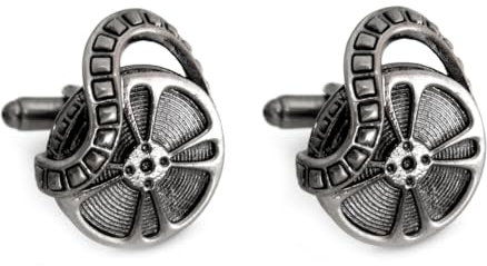 Manschettenknöpfe Filmrolle gunmetall glänzend ca. 1,8/2,4 cm + oranger Exklusivbox