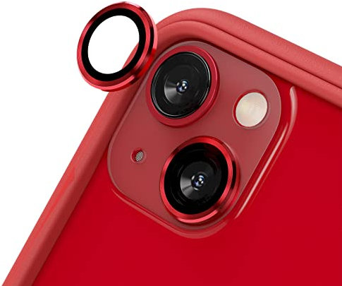 RhinoShield Protection d'objectif en verre trempé 9H compatible avec [iPhone 13 mini / 13] | Résistance aux chocs et aux rayures, haute clarté, protection anti-éclats, techn anti-buée - Rouge