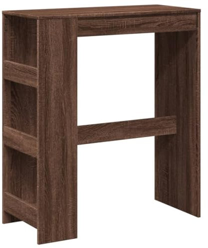 vidaXL Bartisch, Stehtisch mit Regal, Tresentisch für Küche Wohnzimmer Esszimmer, Küchentisch Loungetisch Bistrotisch, Braun Eichen-Optik Holzwerkstoff