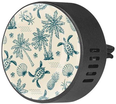 VAPOKF 2 PCS Vent Clips Car Air Freshener with Palm Tree Turtlr Crab and Pineapple Prints, Aromatherapy Essential Oil Diffuser
