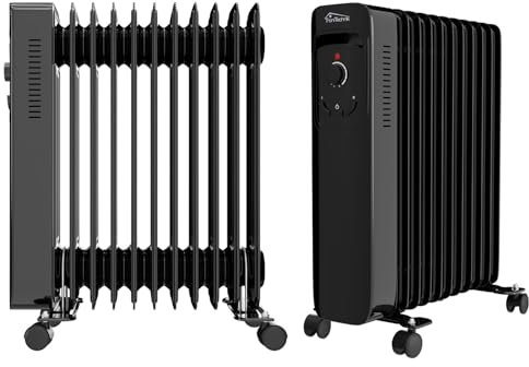 Tronitechnik® Ölradiator TT-OR 211 Elektroheizung Schwarz Öl-Heizung Radiator 3 Heizstufen 11 Rippen Elektrischer Heizkörper Energiesparend Thermostat Überhitzungsschutz Heizgerät