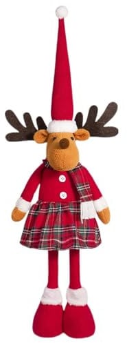Christmas Standing Dolls, Christmas Decoration with Long Legs, Standing Elk Christmas Plush Decoration, Telescopic Christmas Elk Broom with Long Legs, Table Decoration for Winter, Home, Building