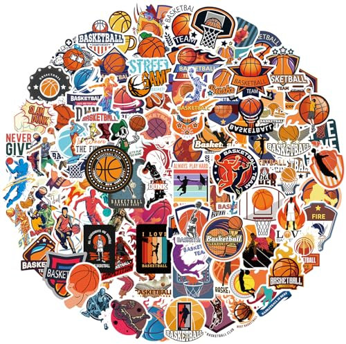 100Stk Basketball Aufkleber, Basketball Aufkleber Set, Doodle Basketball Aufkleber, Sport Aufkleber, Gepäck Skateboard Laptop Tassen