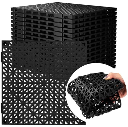 Kunststoff Pflaster Auffahrt Gitter Garten Terassenfliesen, Interlocking Rubber Floor Außenbereich Pflastermatte mit Loch, Anti-Rutsch Deck Mat 30 x 30 cm für Drain Deck Pool Terrasse Balkon