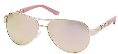GUESS Damen-Sonnenbrille GU00174, glänzendes Roségold, 60 mm