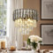 AOOCHOK Luxus Schwarzer Kristall Kronleuchter Modern Pendelleuchte, Rund Hängeleuchte Kristall Lampe, für Korridor, Balkon, Veranda, Restaurant, Türöffnung, Φ40 cm