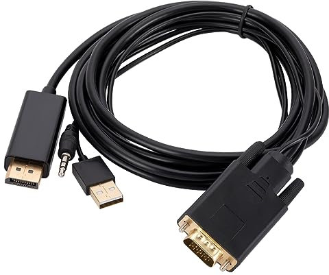 MOLKASIA Cable VGA a DisplayPort de 6 pies VGA a cable de 1,8 metros, 1080P VGA a convertidor, cable de transmisión chapado en oro