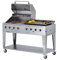 METRO Professional Barbecue a Gas con 8 Bruciatori e Piastra, Acciaio Inox, Coperchio con Termometro, Copertura Protettiva, Ruote, Argento