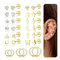 Diamday 15 Pairs Stud Earrings for Women Surgical Steel Hypoallergenic Earrings 14K Gold Plated Flat Back Earrings Set Gold