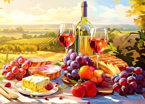 Bullglesup Puzzle für Erwachsene 1000 Teile, Picnic mit Poster, Teile Passen Perfekt Ineinander Buchstaben Auf der Rückseite Kein Staub, Geschenk für Ältere Senioren (70 x 50cm)
