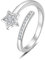 Epoch World 925 Sterling Silber Ring Damen Ringe Sterne Offene Verstellbar Cubic Zirkonia Partnerringe Schmuck Silber Ring Stern für Damen Frauen mit Geschenkbox