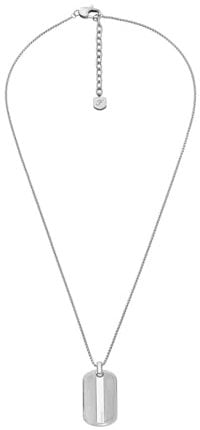 Fossil Herrenhalskette aus Edelstahl mit Karabinerverschluss Dog tag, Glänzendes Silber