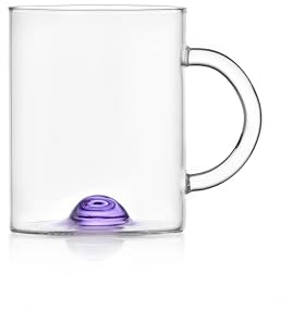 Ichendorf Milano Mug, lila Punkt, Kollektion Luna, 40 cl, Borosilikatglas, handgefertigt