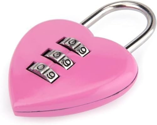 1Pc Pink Love Heart Shape Combination Padlock for Girls Women, Mini 3-Digit Password Resettable Code Locker Lock for Home School