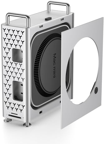 Yottamaster 5-in-1 USB C Docking Station für Mac mini M4 mit Integriertem 512GB SSD, 10Gbps M.2 NVMe Speichergehäuse, SD/TF Kartenleser, Aluminium Standfuß