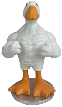 Bosiyrggrl Standing Muscle Goose Statue for Home Decoration Hanging Rack Table Desk Ornament Funny Bedroom Decor Housewarming Gift