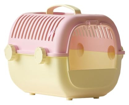 predolo Cage de Transport Portable pour Hamster et Petit Animal, conteneur Respirant pour Petits Animaux, Rose Jaune