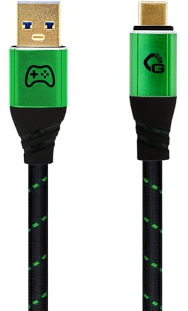 OEHLBACH GAMING New Game Green - USB Type-A auf Type-C Kabel 10Gbps - Ladeleistung bis 60W - doppelt geschirmt - vergoldete Kontakte - 3,0m - Gaming Kabel mit Gewebemantel - grün/schwarz