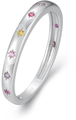 Skcess Platin Pt950 Partnerringe, Rings Synthetischer Saphir Mehrfarbig Größe 49 (15.6)