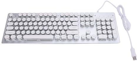 Luocute Clavier de Jeu Mécanique 104 Touches, rétroéclairé RVB avec Commutateurs Bleus, 12 Touches de Raccourci Multimédia, 9 Modes de Rétroéclairage, pour Ordinateur Portable OS X PC (White)