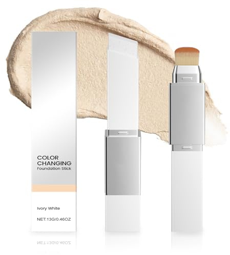 hommova 2 Pack Korean Colour Changing Foundation Stick, 2-in-1 White Foundation Stick with Brush Design, Natural Moisturizing & Concealer
