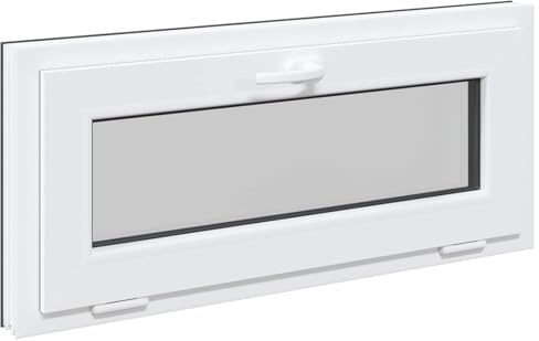 Ventana de sótano RISOR 90 x 40 cm PVC y cristal antracita con función de inclinación giratoria, protección térmica, aislamiento acústico, protección contra robos, acristalamiento aislante y marco