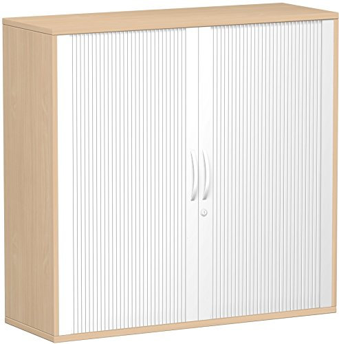 Gera Möbel Schranksystem Flex Querrollladenschrank, Holzdekor, Silber/buche, 120 x 42.5 x 118.2 cm