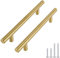 goldenwarm Lot de 5 Poignee Meuble Dorée Poignée Meuble Laiton Poignée Dorée -LS201GD160 Laiton Brossé Poignée Placard Cuisine Doree en Acier Inoxydable Entraxe 160mm