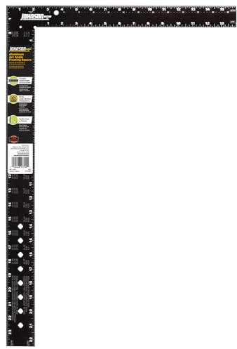 Johnson Level & Tool CS7 Aluminum Arc Angle Framing Square, 16 x 24, Black, 1 Square