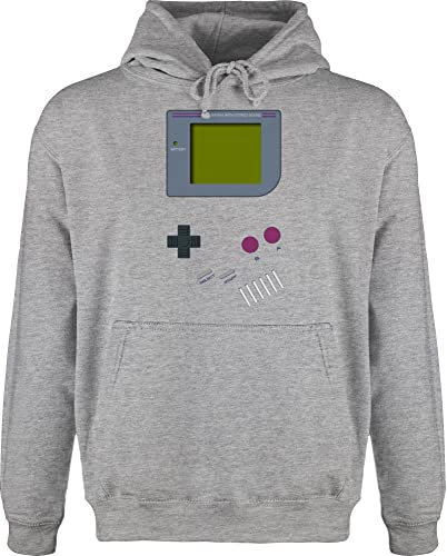 Hoodie Herren Pullover Männer - Karneval & Fasching - Gameboy | Nerds I 90s I 90iger I Fastnacht I Fasnacht I Fasnet - XXL - Grau meliert - 90 er jahre party outfit faschings oberteile karnevals