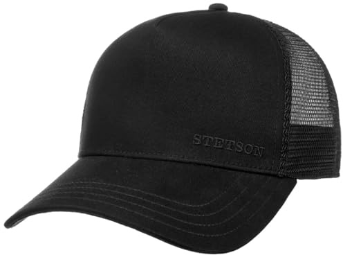Stetson Brooklin Trucker Cap 6 Panel Uni einfarbig Snapback Damen Herren Frühling Sommer schwarz One Size
