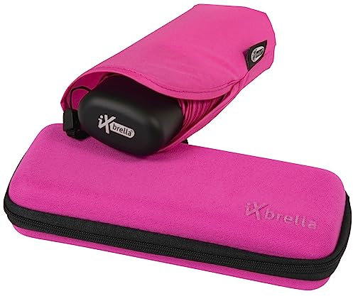 Super mini parapluie de poche iX-brella dans un étui Rose Rose fluo 18,5 cm