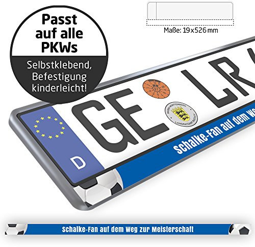 Schalke-Fan auf dem Weg zur Meisterschaft Design-Kennzeichenschild für Schalke -Fans | Premium-Nummernschild für Dein Auto | 2 STK. Passt auf alle Kennzeichenhalter