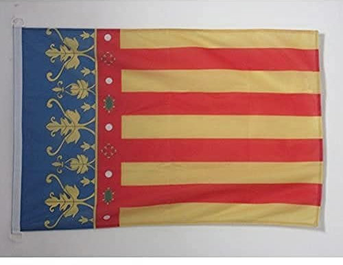 AZ FLAG Bandera de la Comunidad Valenciana 90x60cm Uso Exterior - Bandera Valenciana 60 x 90 cm Anillos