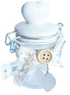 Barattolo vetro portaconfetti 9 cm shabby chic TAPPO CUORE PORCELLANA