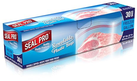 Seal Pro 30 Freezer Bags –Large Size Leak-Proof Reusable Freezer Gallon Ziplock Airtight Bags –Easy to Open Heavy Duty Food Bag for Fruits, Veggies, Meat & Snacks