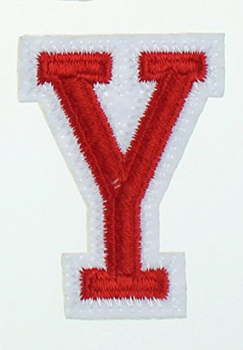 RECHERE Letter Alphabet Uppercase Embroidered Iron On Patch Applique Red (Y)
