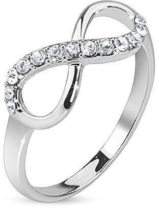 Bungsa 49 (15.6) Ring Infinity silber Unendlichkeits Symbol Edelstahl schmal (Ring Damen Fingerring Partnerringe Verlobungsringe Trauringe Damenring Edelstahlring Chirurgenstahl)
