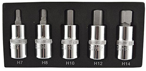 Hex/Allen Sockets Key Bits 1/2 Drive Metric Sizes 7mm - 14mm 5pcs AN093