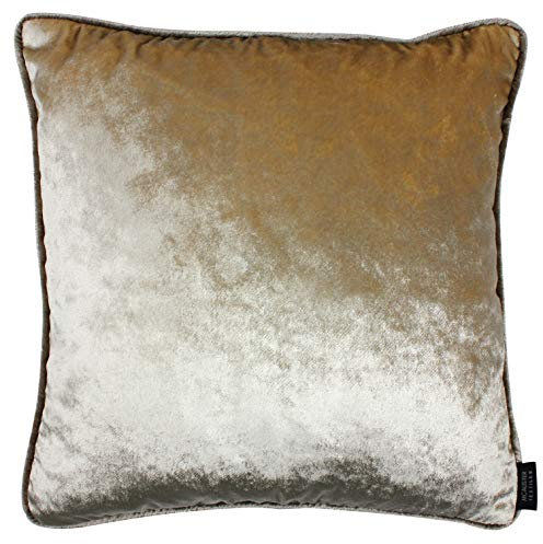 McAlister Textiles Glänzender Samt | Sofakissen mit Füllung in Champagner Gold | 60 x 60 cm | in 11 Farben und 5 Größen | gedrückter Samt edel paspeliert | prall gefülltes Samtkissen