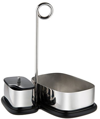 Alessi VS07 2 Bibo Set mit Tee- und Kaffeeaccessoires, bestehend aus: Zuckerdose und Mehrzweckbehälter. Melamin und 18/10 Edelstahl, 19,00 x 17,50 x 23,00 cm, Stahl
