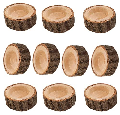 Fityle Lot de 10 photophores en bois pour décoration de mariage Motif souche d'arbre 6 x 2,5 cm