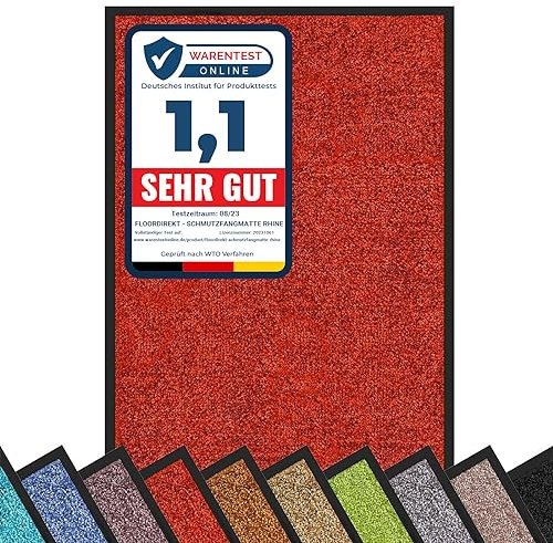 casa pura Schmutzfangmatte Rhine, Fußmatte, Türmatte für Eingangsbereich, Fußabtreter, Türvorleger, Sauberlaufmatte (40x60 cm, Rot)