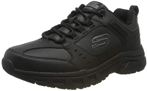 Skechers Oak Canyon Redwick Herren Trainer, Black Leather Synthetic Textile Black Trim, 47.5 EU