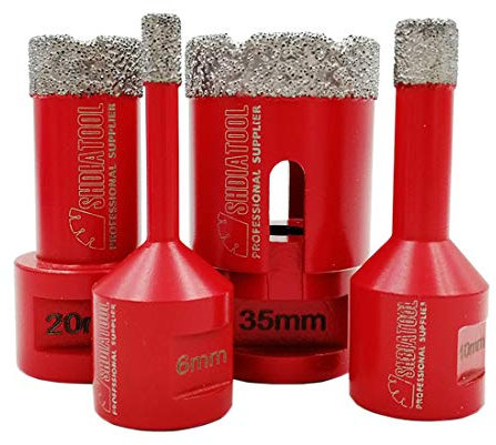 SHDIATOOL Trockene Diamant-bohrkronen Set Vakuumgelötete Bohrungen Porzellan Fliesen Granit Marmor (Durchmesser 6/10/20/35mm)