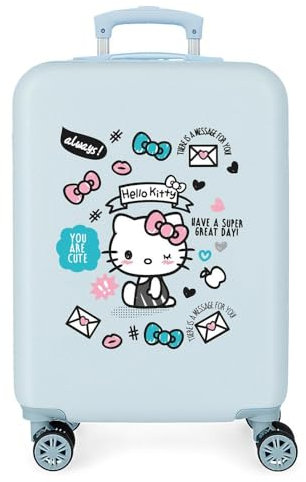 Hello Kitty You are Cute Kabinenkoffer Blau 38x55x20 cms Hartschalen ABS Kombinationsschloss 35L 2,3Kgs 4 Räder Handgepäck