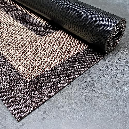Vinyl Teppich Premium Qualität Innen und Außen Hochwertig Braun 80x150 cm | Rutschfest abwaschbar wasserfest extra flach PVC Teppich für Küche Läufer Wohnzimmer Outdoor Flur Terrasse Bad STORESDECO