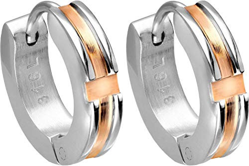 FILANGO 1 Paar Chirurgenstahl Kreolen Ohrringe ROSÉGOLDFARBENER STREIFEN