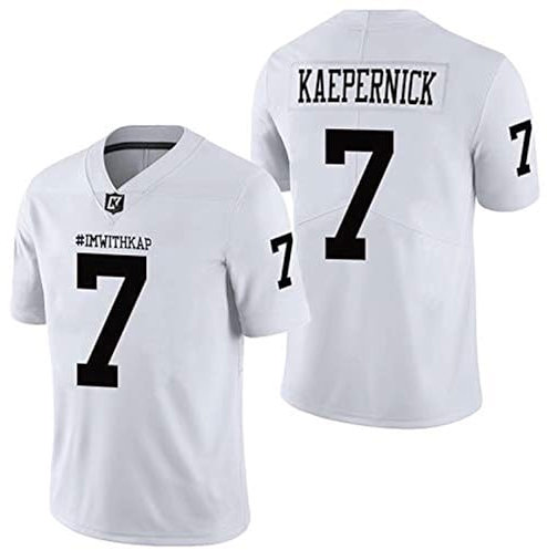 MESOSPERO Colin Kaepernick Trikot #7 ImWithKap IM with KAP All Stitched Movie Football Jersey Black White S-3XL, 7 Weiß, L